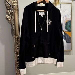 True Religion Black and White Zip Up Sweater